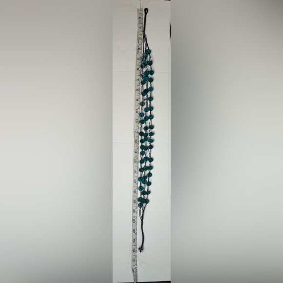 Teal boho style 3 strand necklace. - Picture 4 of 5